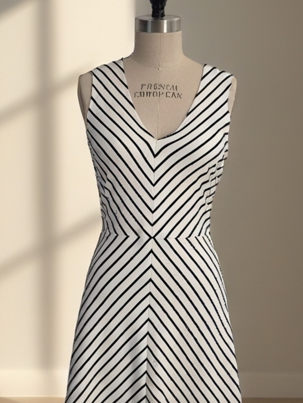 Banana Republic A-line Black and White Striped Dress SIZE 6